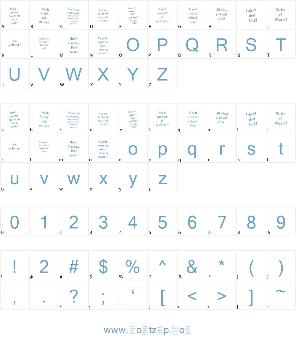 KR Gardenz Font Character